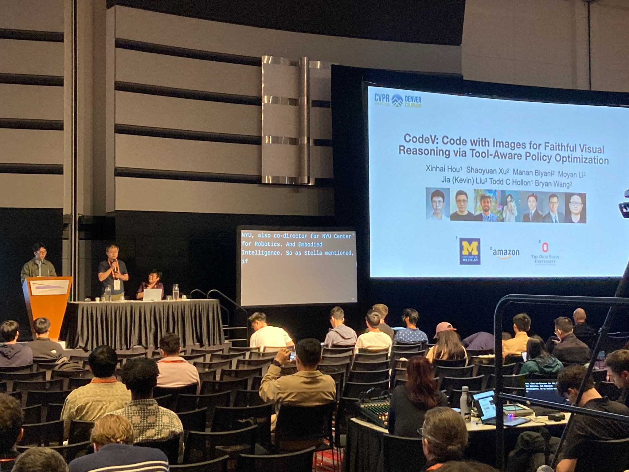 Renly Hou presenting CodeV as an oral talk at CVPR 2026 in Denver, Colorado